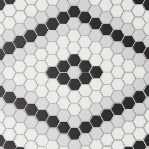 Le Cafe 1 x 3 Herringbone Glossy Porcelain Mosaic Tile in Black