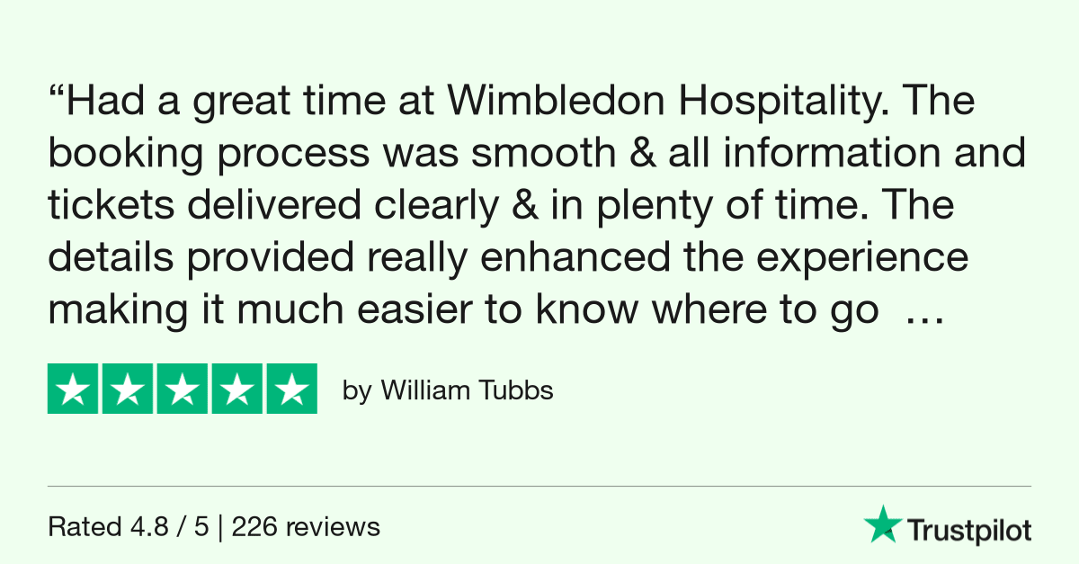 Trustpilot review of Seat Unique Wimbledon hospitality by William Tubbs