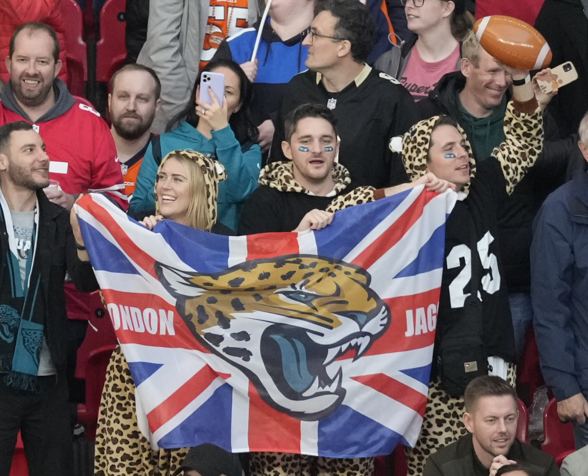 British fans flying a London Jaguars flag