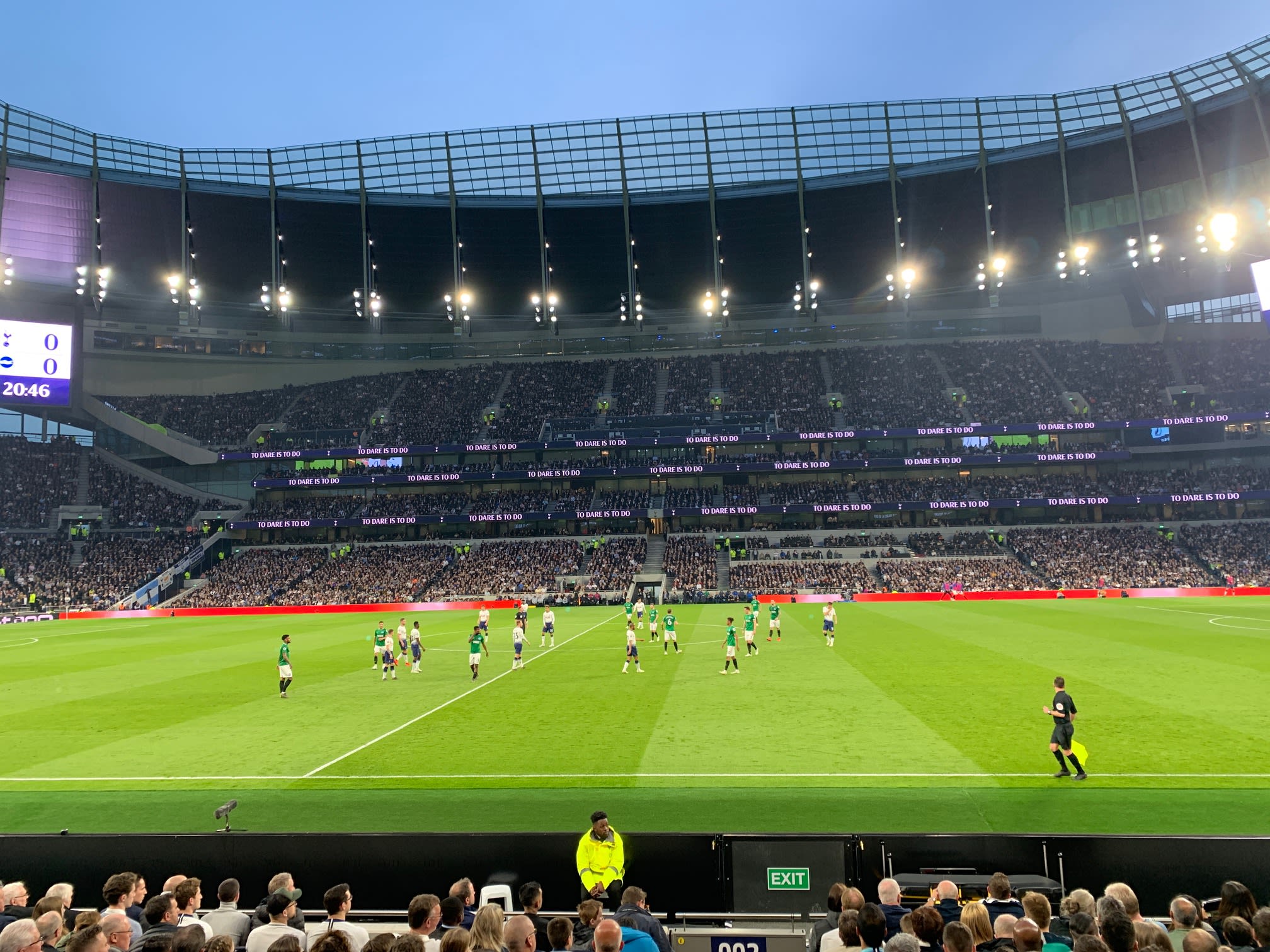 View from the half way line at Tottenham Hotspur Stadium