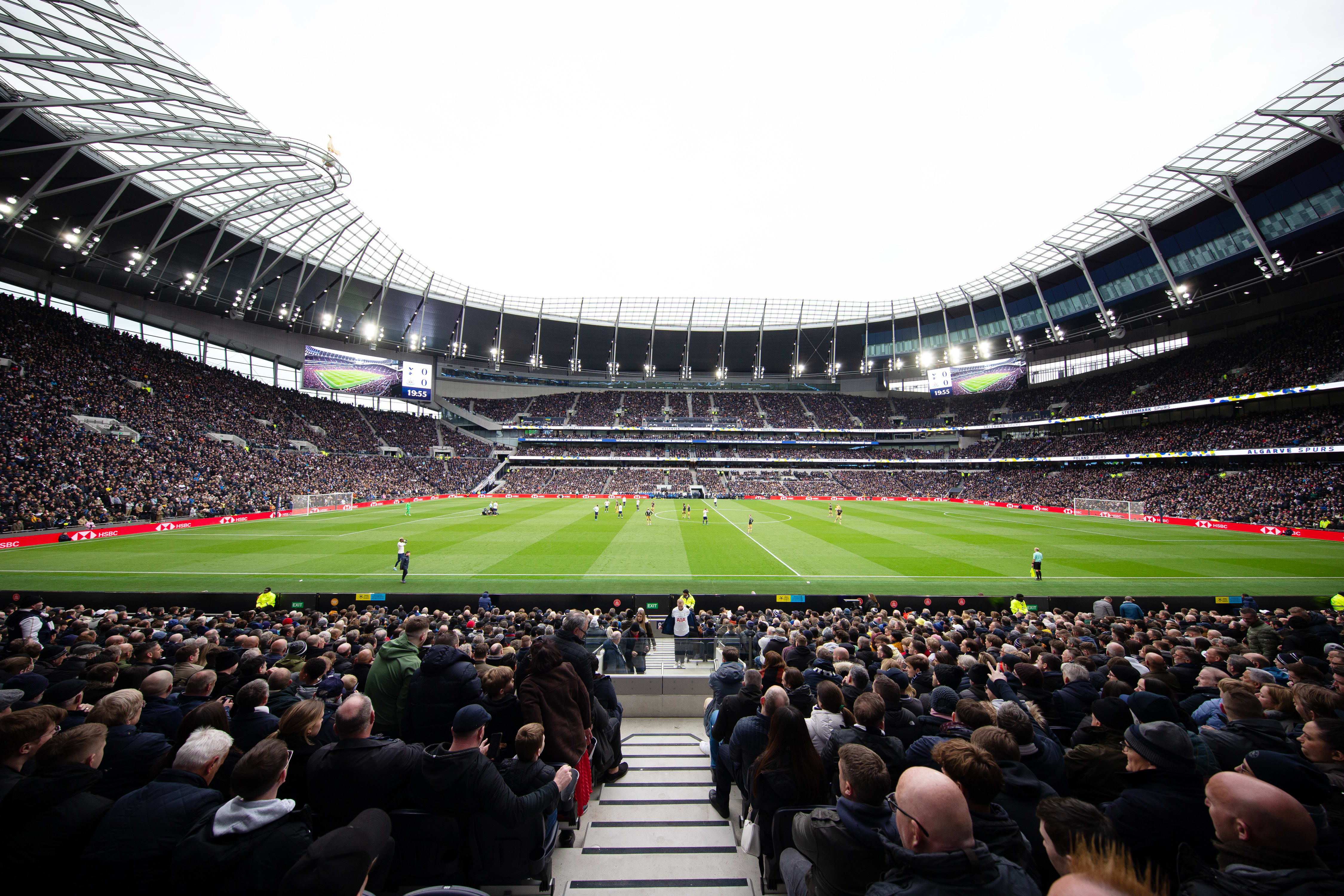 A view from inside a capacity Tottenham Hotspur Stadium