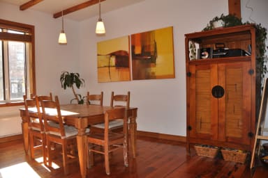 High ceilings, many windows and an open-space for the living and dining room...