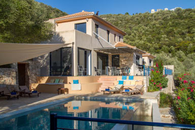 large terrace south and west around the pool