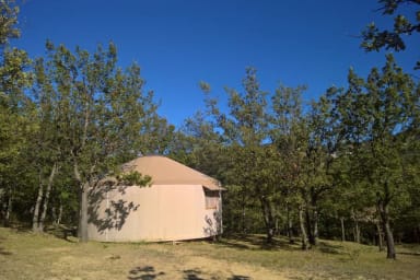 Comfortable wooden yurt 1-heated swimming pool