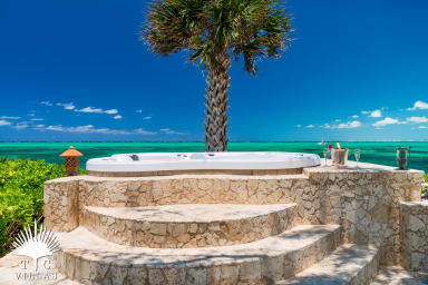 Reef Pearl's hot tub overlooking Grace Bay Beach.