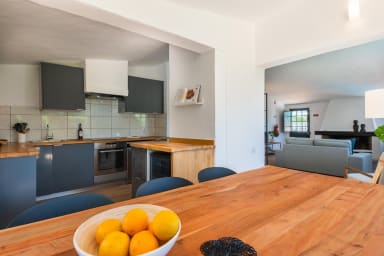 Dining area with open kitchen