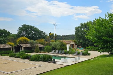 Swimming pool and petanque area