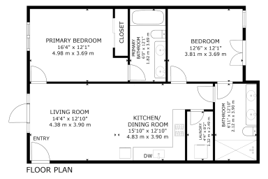 Apartment Floorplan - 922 Square Feet