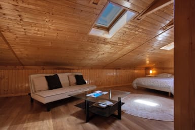 sleeping area with two 140 cm beds + sofa bed