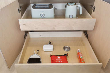 Essentials provided: toaster, kettle, safety kit.