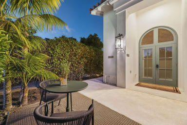 A cozy communal corner, lit for conversation and relaxation.
