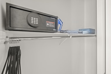 Stay worry-free with essentials and a secure safety deposit box.