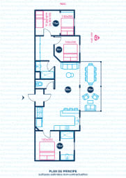 Plan au sol de Apartment en location saisonnière à Saint-Francois en Guadeloupe