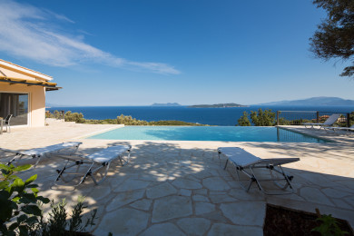 Large stone patio perfect for relaxing