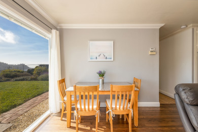 Inviting family dining table with window views