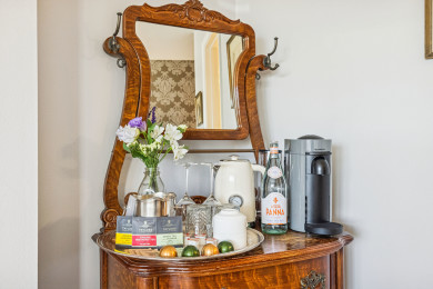 Enjoy barista-style coffee with our provided Nespresso Vertuo and pods.