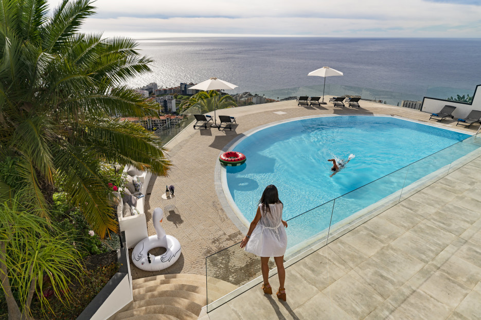 Swimming Pool , balcony and loungers