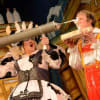 Iain Lauchlan as Dame Trott and Craig Hollingsworth as Simon in Jack and the Beanstalk at the Belgrade