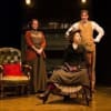 Charlotte Page (Mrs Pearce), Rachel Barry (Eliza) and Alistair McGowan (Higgins) in Pygmalion at Coventry’s Belgrade from Monday until Saturday
