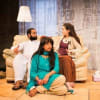 Umar Ahmed as Farhan, Kiran Sonia Sawar as Ghazala / Gaby and Karen Bartke as Susy / Sajida in Tamasha's My Name Is...