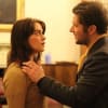 Angelo (Laurence Aldridge) attempts to seduce novice nun Isabella (Lucy Faint) in Measure For Measure at Lancaster Castle