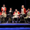 Kieron Jecchinis as Captain Phillip (second from left) with Alex Novak (centre) as Rev Johnson and (l to r) Caroline Parker, Tim Prichett, Dave Fishley, Jarrad Ellis-Thomas, Colin Conner, Will Lewis, Tom Dawze and Keiron Hamilton-Amos as his officers