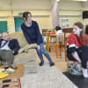 Chris Porter, Georgina Ambrey and Emily Pithon in rehearsal for Little Voice