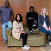 Novelist Alex Wheatle, adapter Emteaz Hussain and directors of Crongton Knights Corey Campbell and Esther Richardson