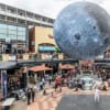 Motionhouse performing Gravity under Luke Jerram's Museum of the Moon