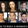 The cast of ‘The Courage to Right a Woman’s Wrongs.’ Top row, from left to right: Anita Castillo-Halvorssen, Helen Cespedes, Natascia Diaz, Carson Elrod, Anthony Michael Martinez. Bottom row from left to right: Sam Morales, Alfredo Narciso, Ryan Quinn, Luis Quintero, Matthew Saldivar