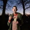 Ben Moor eating ice cream at dawn, London, January 2020