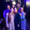 Cast backstage, back row: Polly Lister, Olivia Chandler, Robert Jackson; front row: Jacob Butler, Lotte Wakeham, Charlotte Linighan