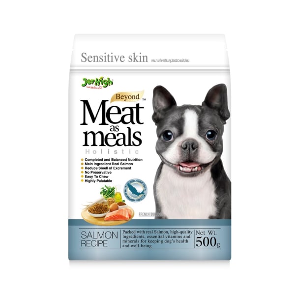 Jerhigh เจอร์ไฮ อาหารสุนัขแบบเม็ด มีท แอส มีล สูตรแซลมอลน สำหรับสุนัขสายพันธุ์เล็ก 500 g