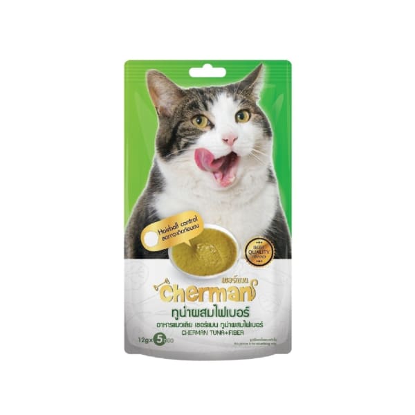 Cherman เชอร์แมน อาหารเปียกซอง รสทูน่าผสมไฟเบอร์ สำหรับแมวโตทุกสายพันธุ์ 60 g