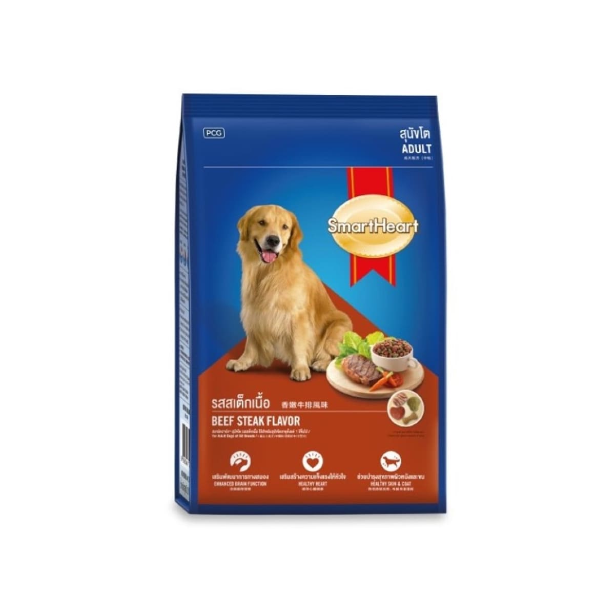 Smart Heart สมาร์ทฮาร์ท อาหารสุนัข แบบเม็ด สำหรับสุนัขโต รสสเต็กเนื้อ 400 g