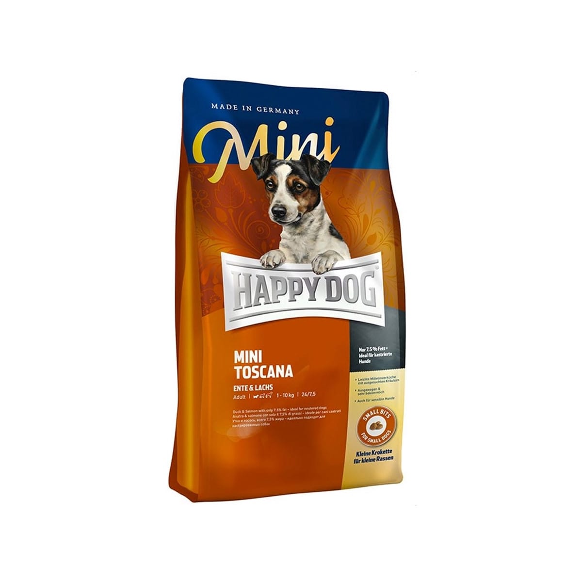 Happy Dog แฮปปี้ด็อก อาหารเม็ด สูตรมินิ ทอสคาน่า สำหรับสุนัขโตสายพันธุ์เล็ก 