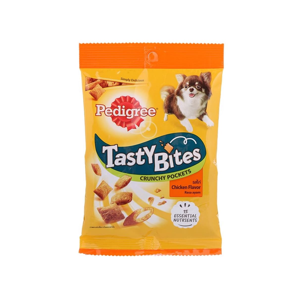 Pedigree Tasty Bites Crunchy Pockets บิสกิต สำหรับสุนัข รสไก่ 60 g_1