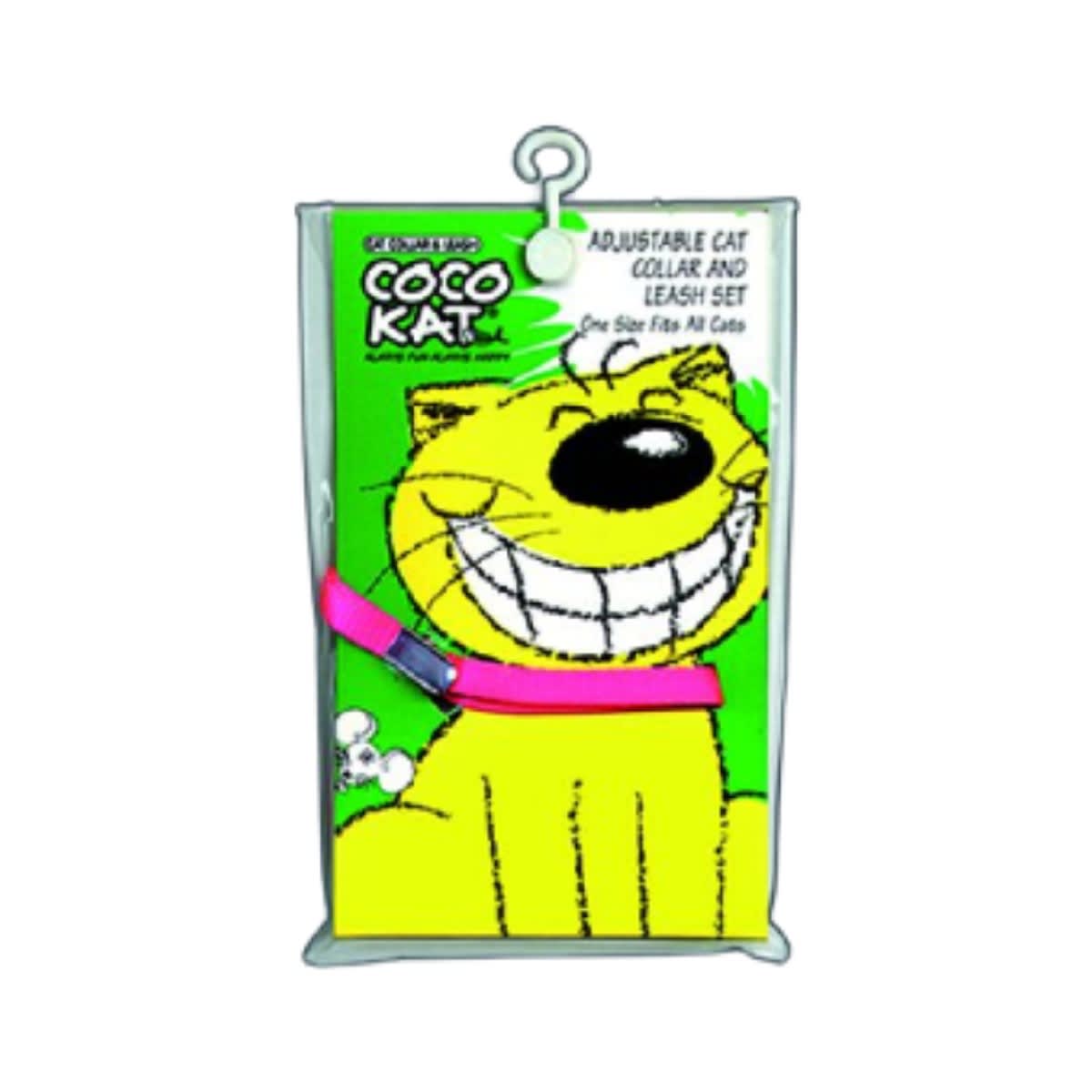 Coco Kat โคโค่แคท ปลอกคอ สำหรับแมว แบบไนล่อนพร้อมสายจูง สีชมพู 12-18 inch_2