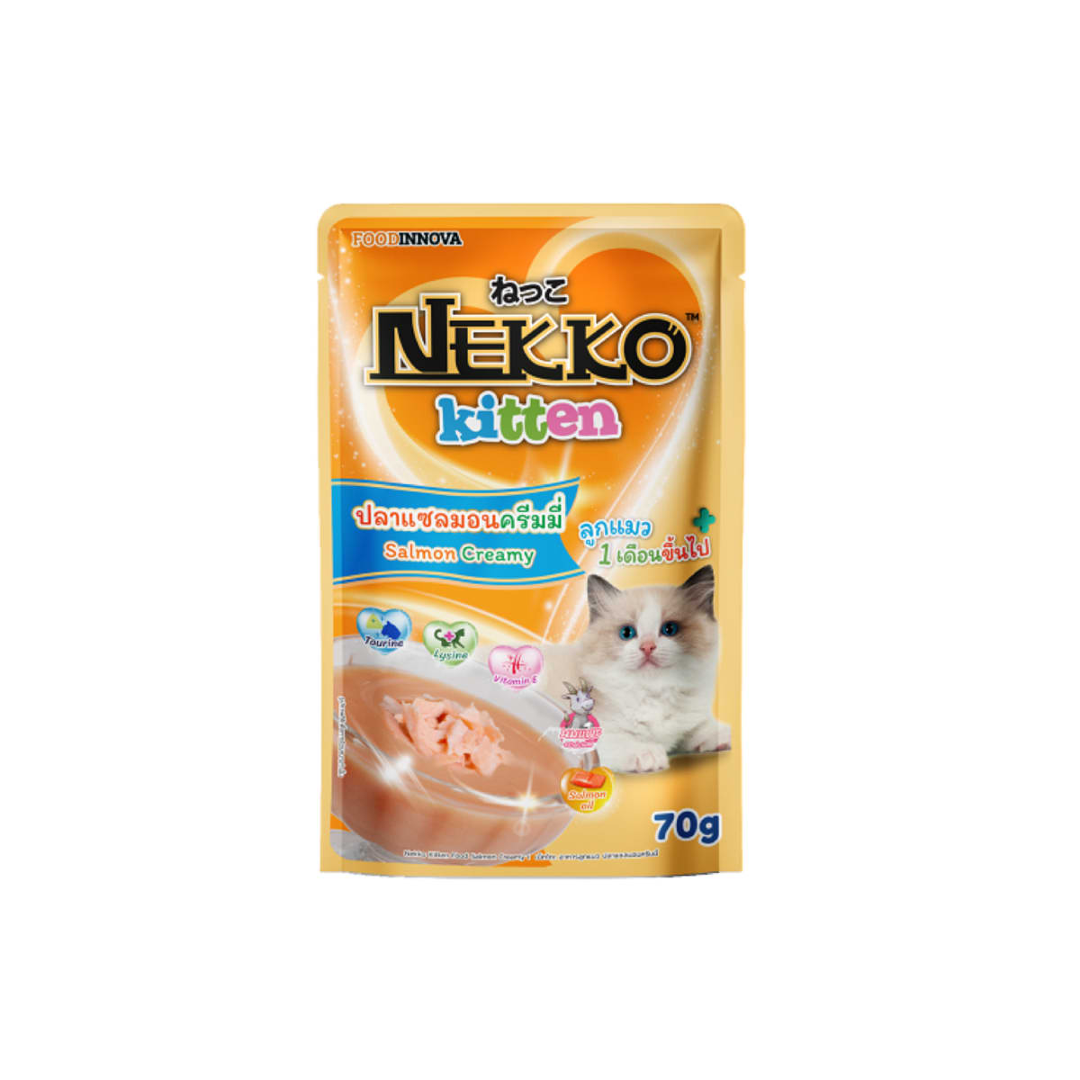 Nekko เน็กโกะ อาหารเปียก สูตรปลาแซลมอนครีมมี่ สำหรับลูกแมวทุกสายพันธุ์ 70 g