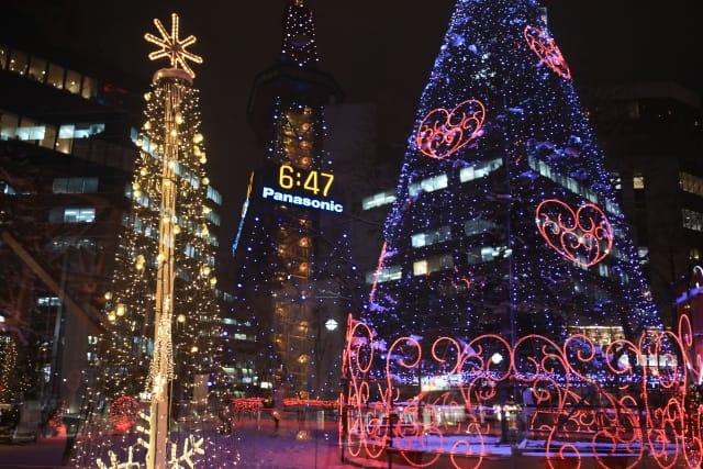 Beautiful Collaboration Between Sapporo TV Tower and Christmas Tree