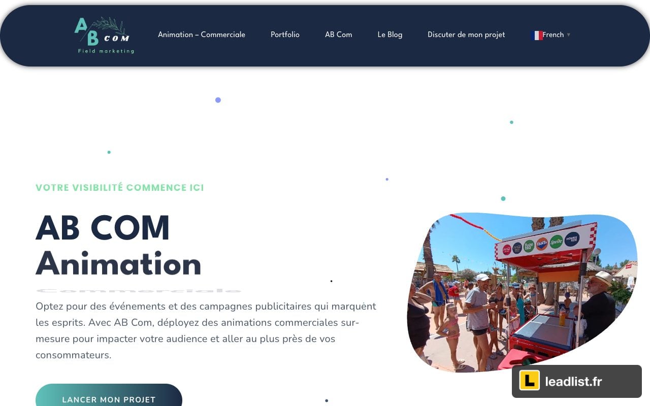Page d'accueil du site de AB Com