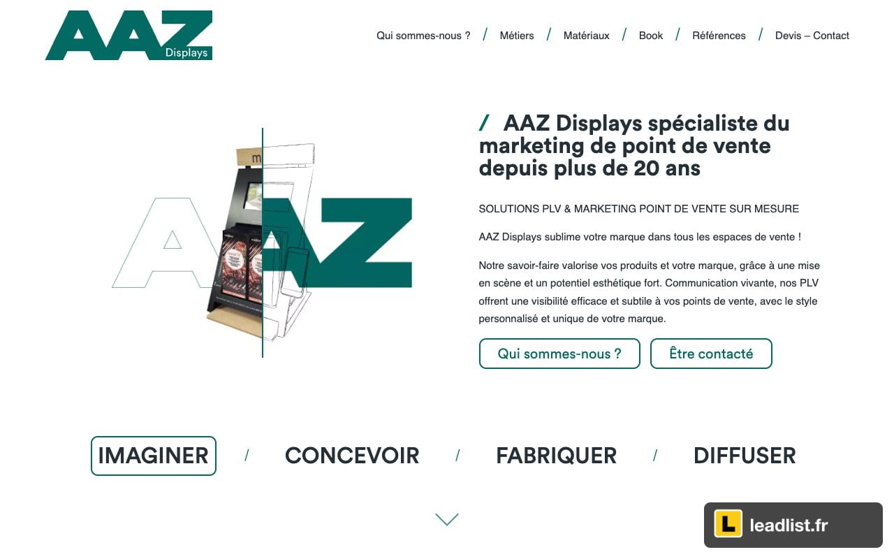 Page d'accueil du site de AAZ Displays