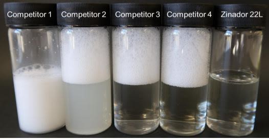 Comparison of foam generation after 5 seconds of shaking