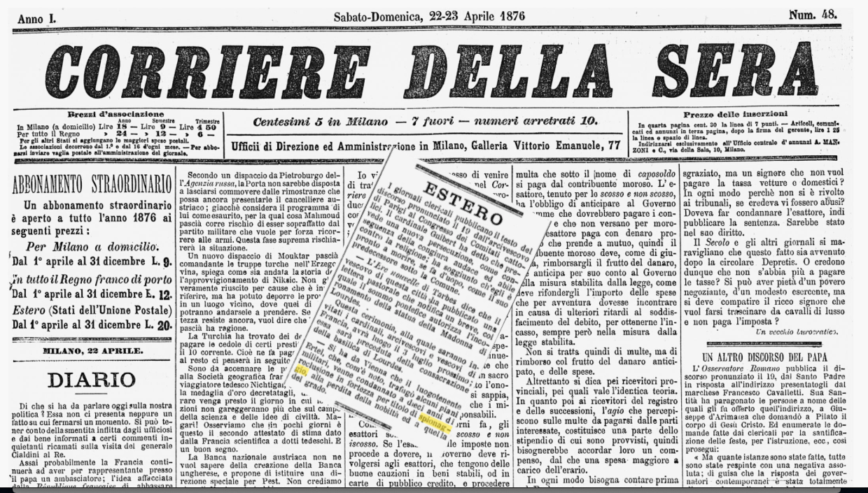 I primi casi di spionaggio nell'archivio digitale del Corriere della Sera
