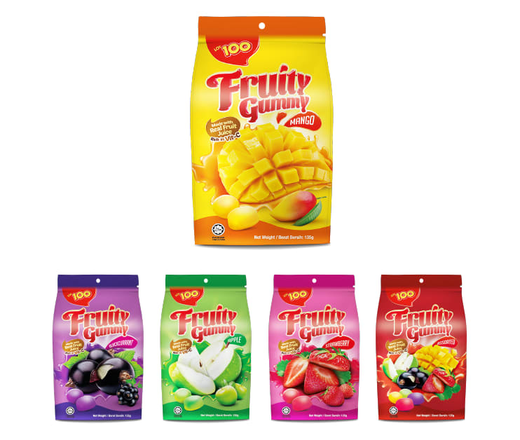 LOT 100 FRUITY GUMMY 130G STRAWBERRY
