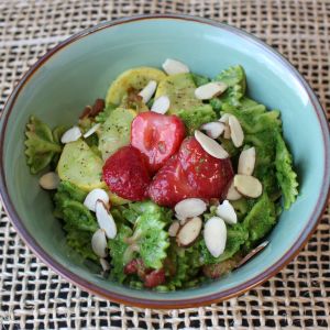 Parsley Pesto and Strawberry Pasta Salad Bowl