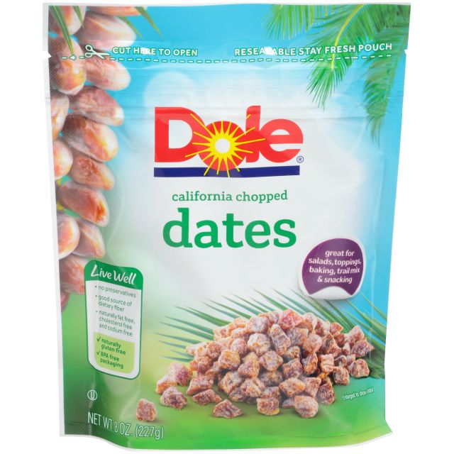DOLE Chopped Dates, Pouch 12/8oz 