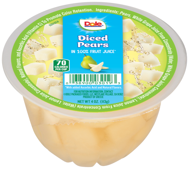 Dole Fruit Bowls® Diced Pears in 100% Fruit Juice