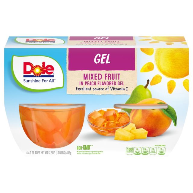 DOLE Mixed Fruit in Peach Gel 6/4pk/4.3oz 
