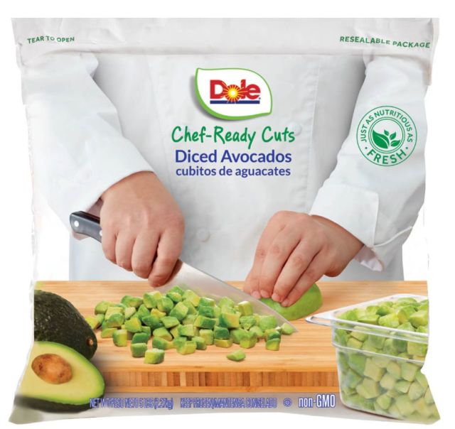 DOLE® Chef-Ready Cuts Diced Avocados IQF 2/5#